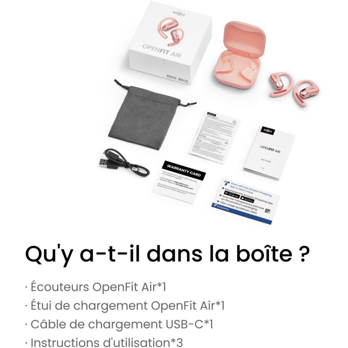 Ecouteurs OpenFit Air Rose rose, SHOKZ
