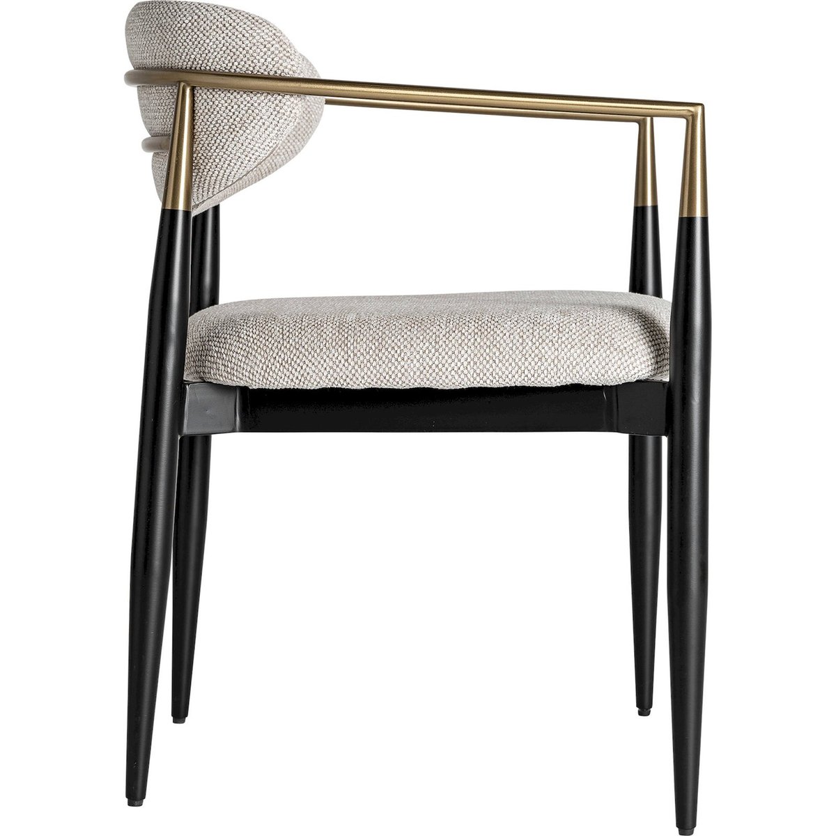 Lot de 2 chaises art déco avec accoudoirs beige chiné, noir et doré, RECOLLECTION