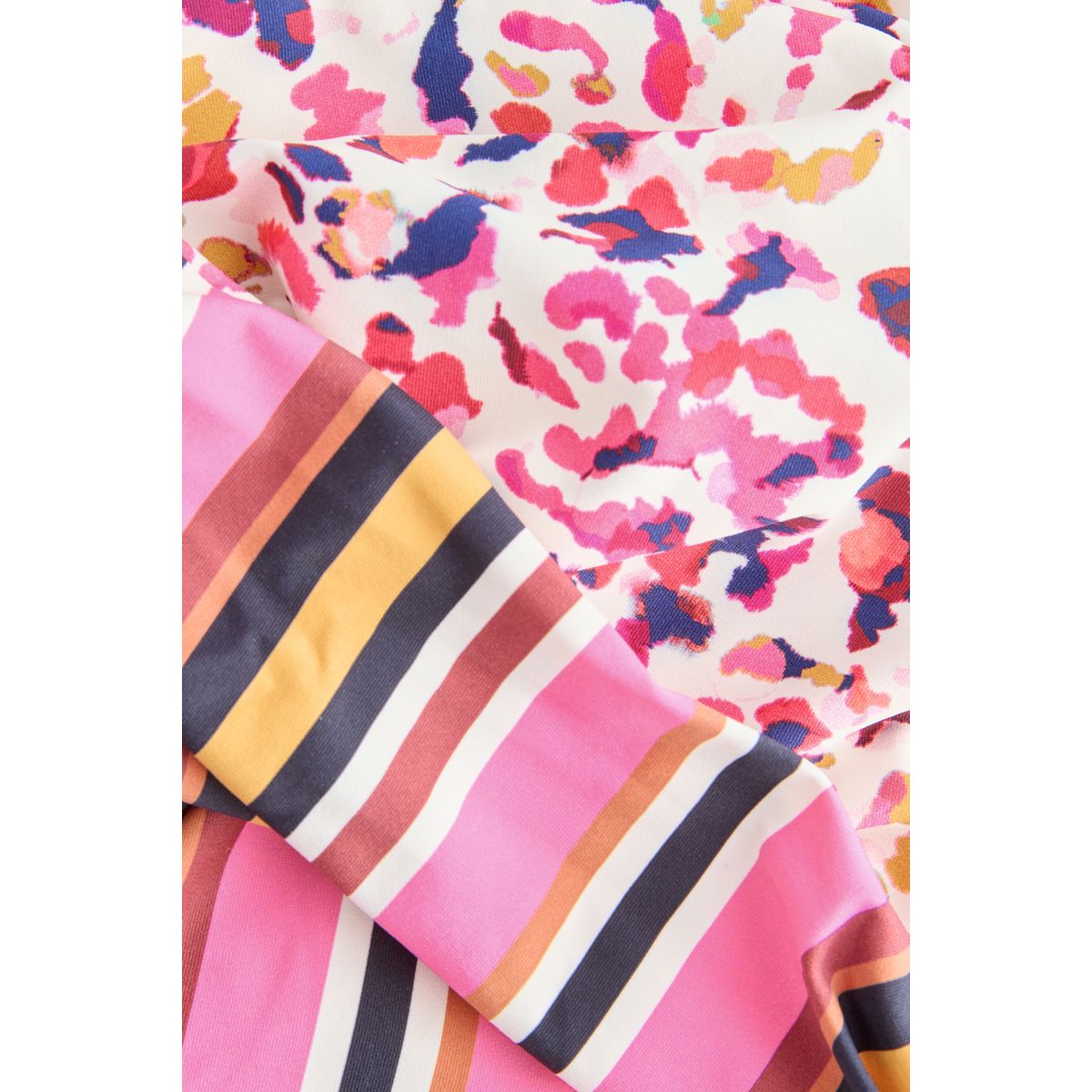 Haut de tankini bandeau froncé réversible animal crème/rose, NEXT