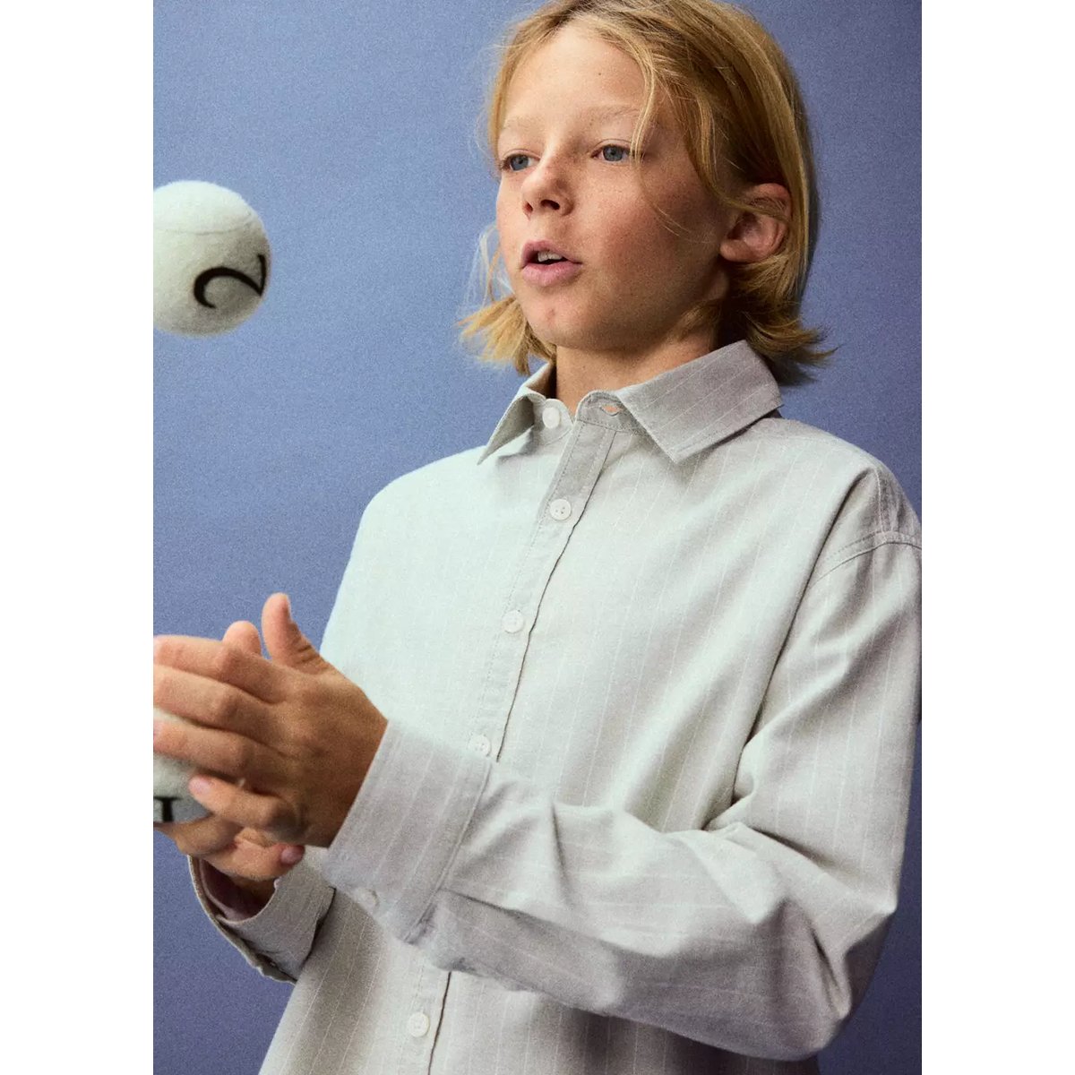 Chemise 100 % coton rayures vert, MANGO KIDS