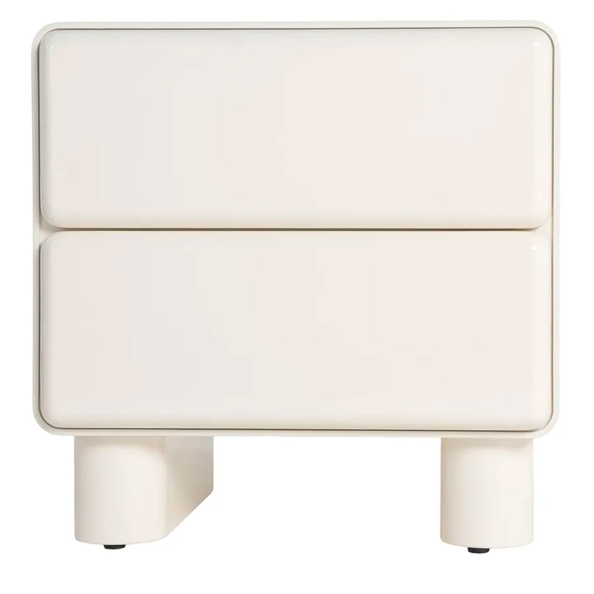 Table de chevet bois laqué blanc crème 2 tiroirs 56.5x42.5x56.5cm blanc, WADIGA
