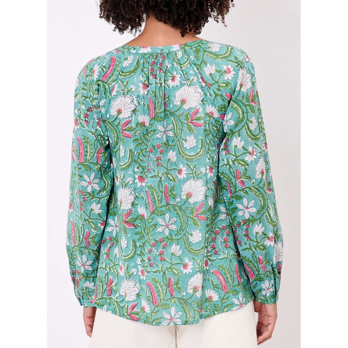 Blouse coton imprimée ample OCO vert clair oco, LA FIANCÉE