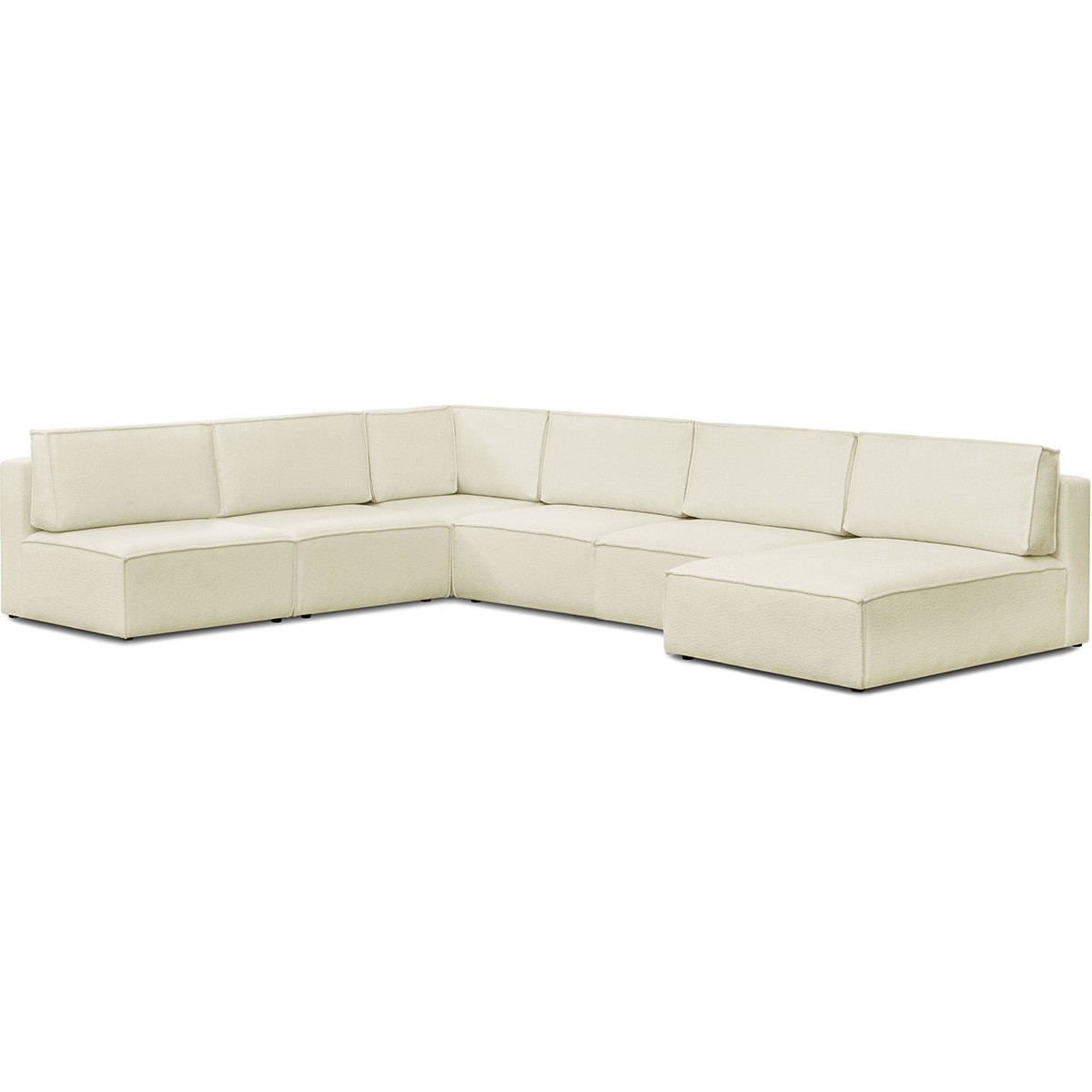 Canapé d'angle droit convertible 9/10 places en tissu bouclé - Harper Mod beige, HOMIFAB