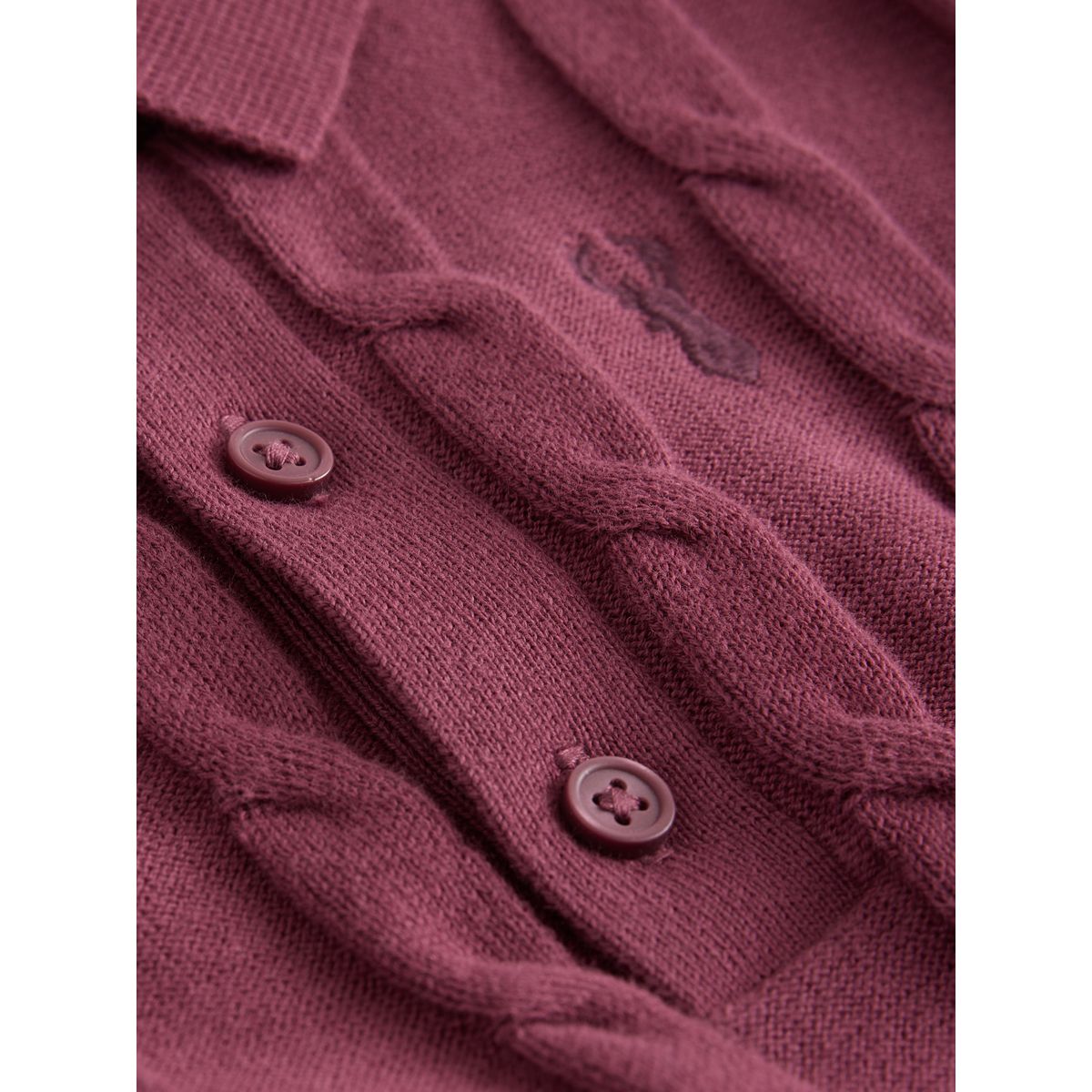 Polo en maille torsadée à motif cerf rouge bordeaux, NEXT
