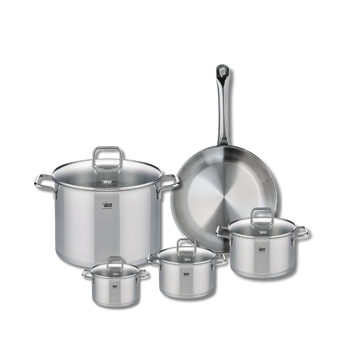 Batterie 1 poêle 28cm + 4 faitouts 12/14/16/26cm PROFI CITRIN inox, ELO