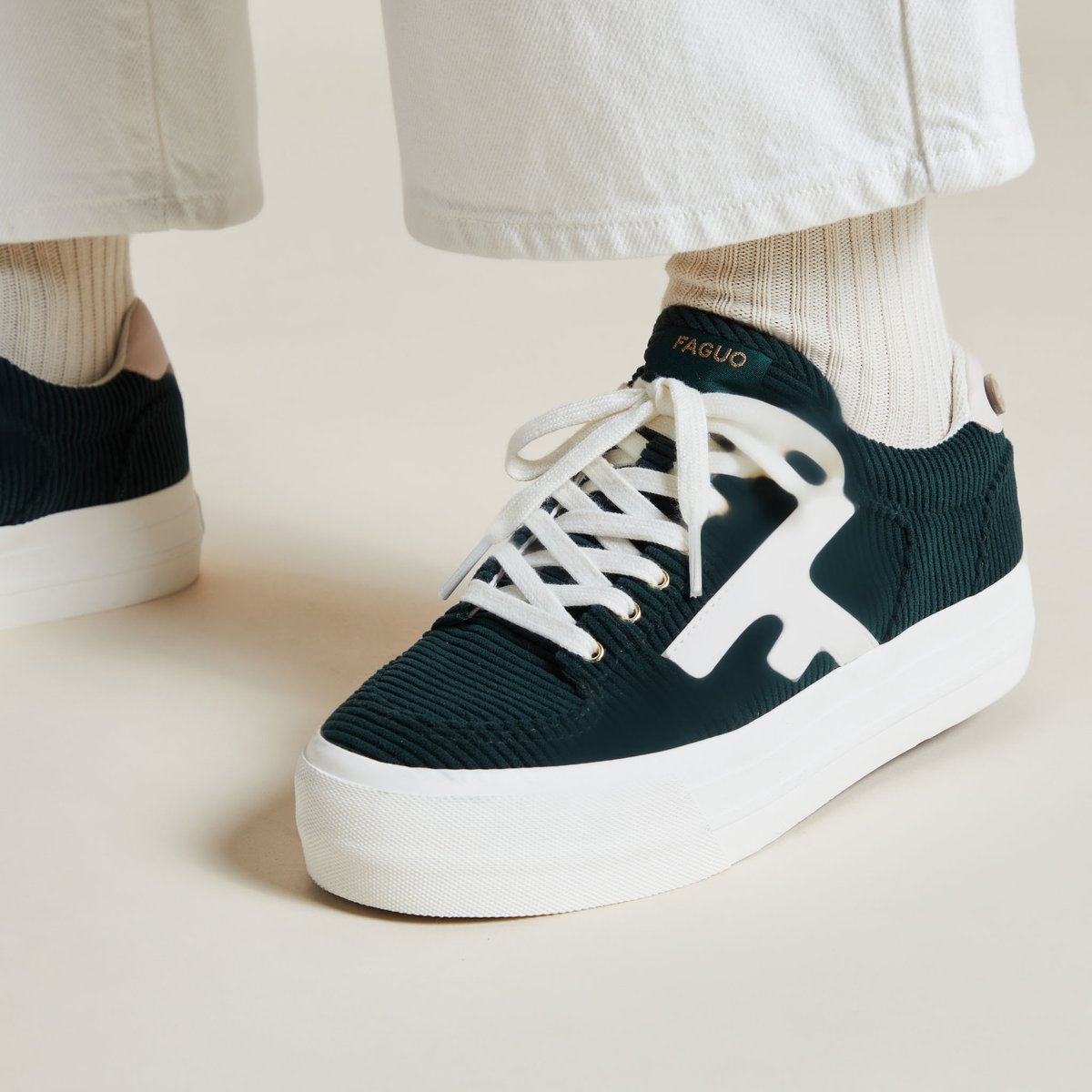 Baskets platform WALNUT vert émeraude, FAGUO
