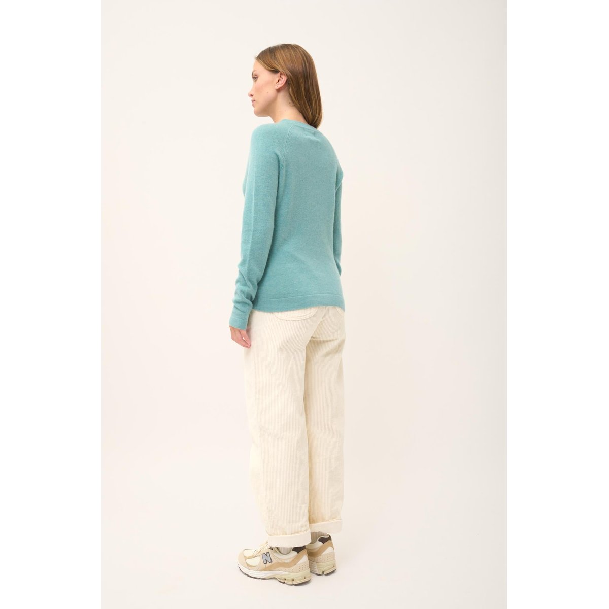 Pull Col Rond Vert Chiné Jane vert chiné, JUST CASHMERE