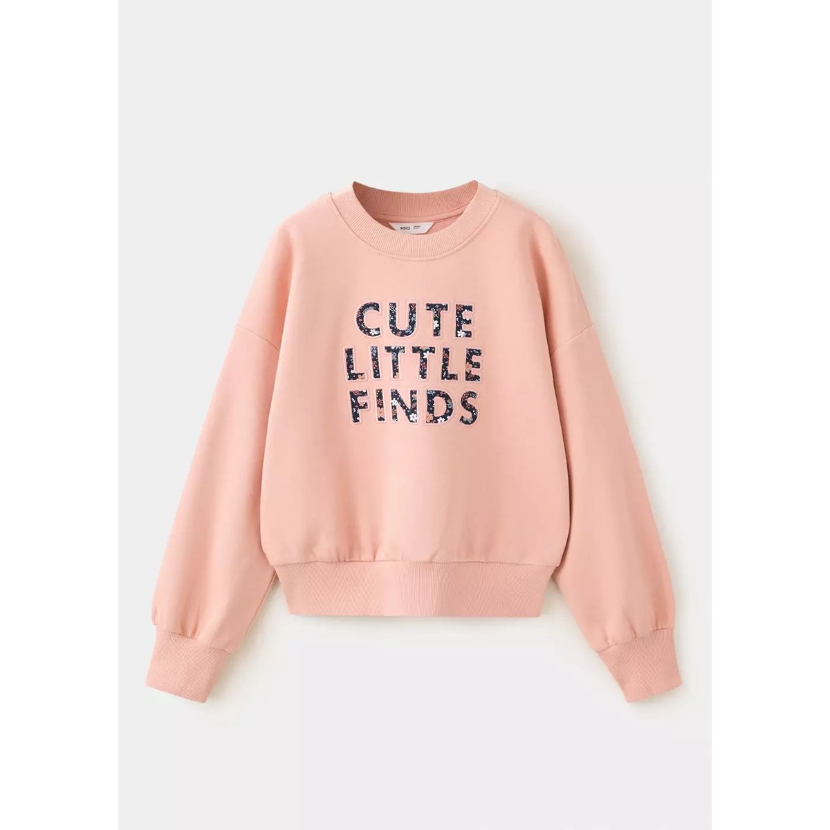 Sweat coton inscription imprimée rose, MANGO KIDS