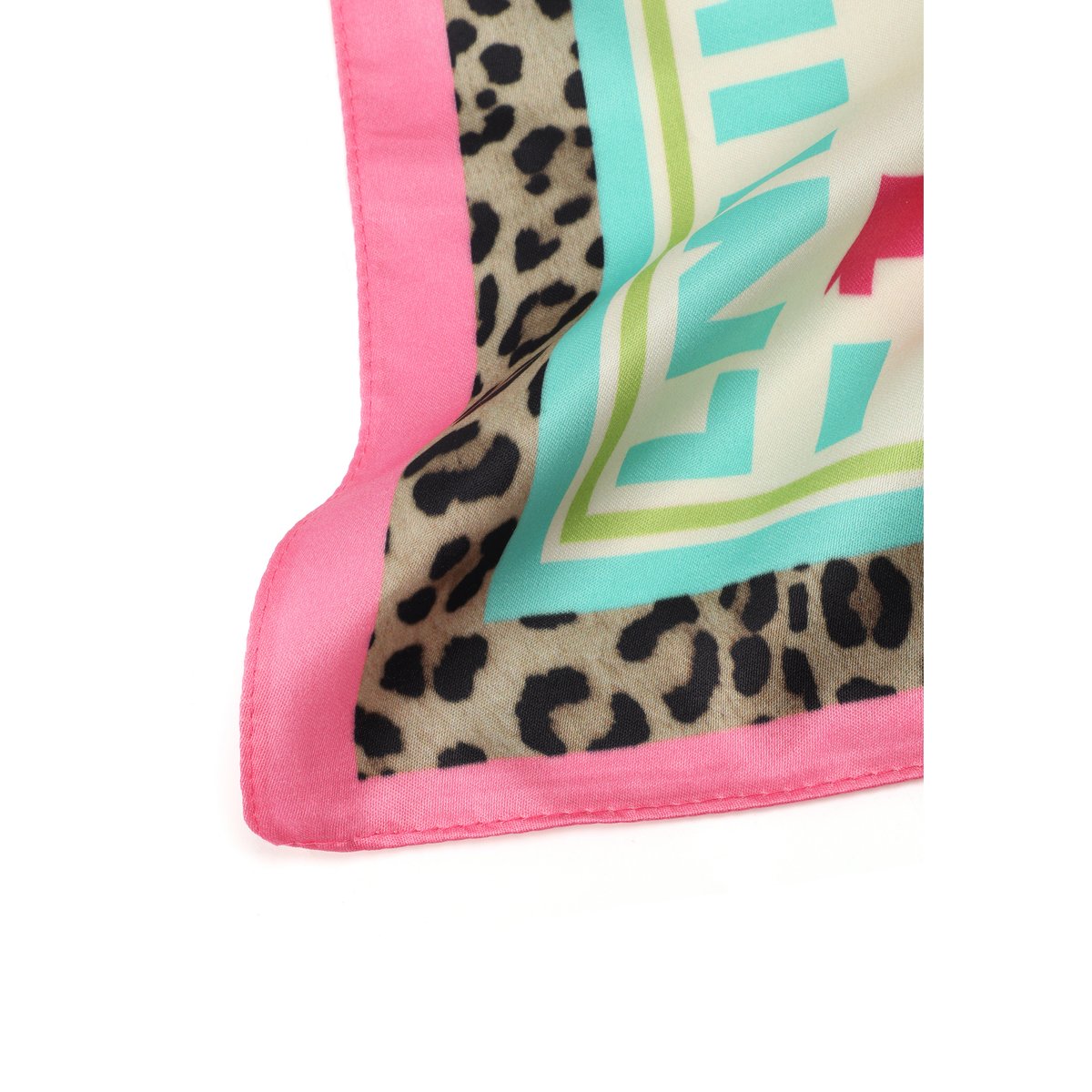 Foulard en satin avec imprimé panthère multicolore vert, LOLA CASADEMUNT