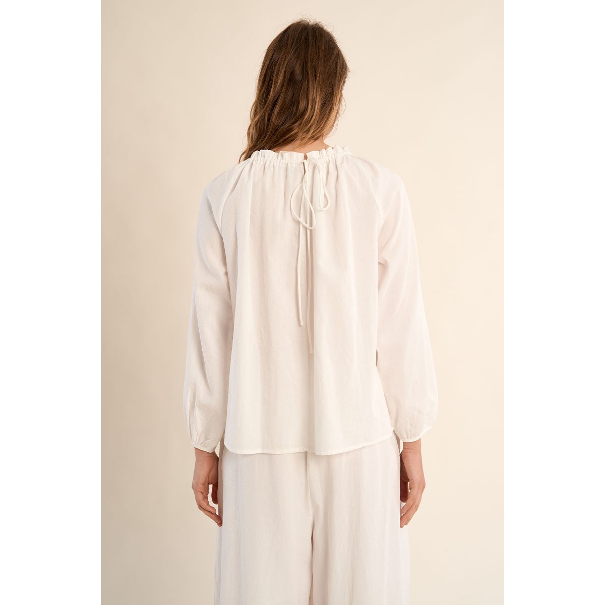 Blouse col rond perlé blanc, MOLLY BRACKEN