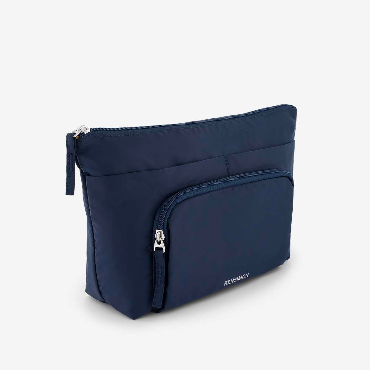 Trousse souple zippée avec poche extérieure en nylon recyclé BEAUTY POCKET marine, BENSIMON