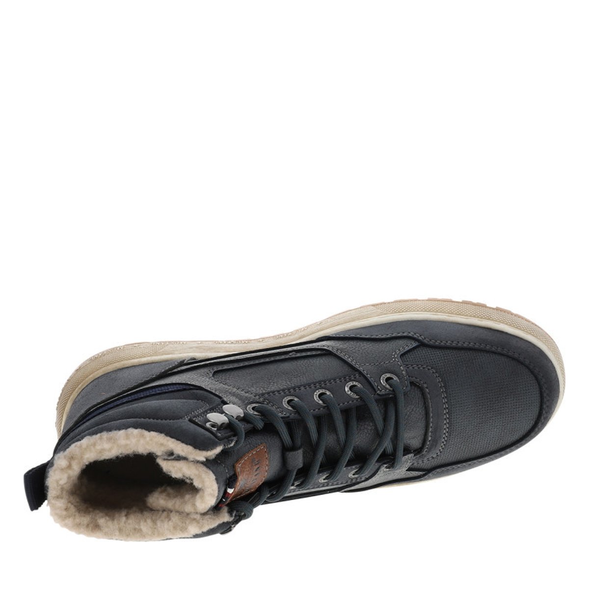 Sneakers bleu marine à empiècements superposés pourvus de lacets ronds bleu foncé, MUSTANG