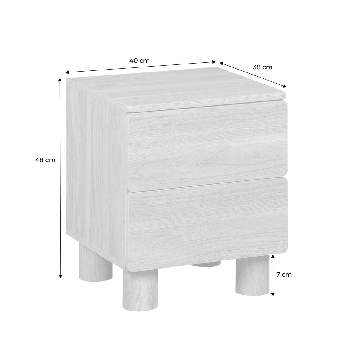 Table de chevet décor bois 2 tiroirs (lot de 2) AYANA bois de noisetier, SWEEEK