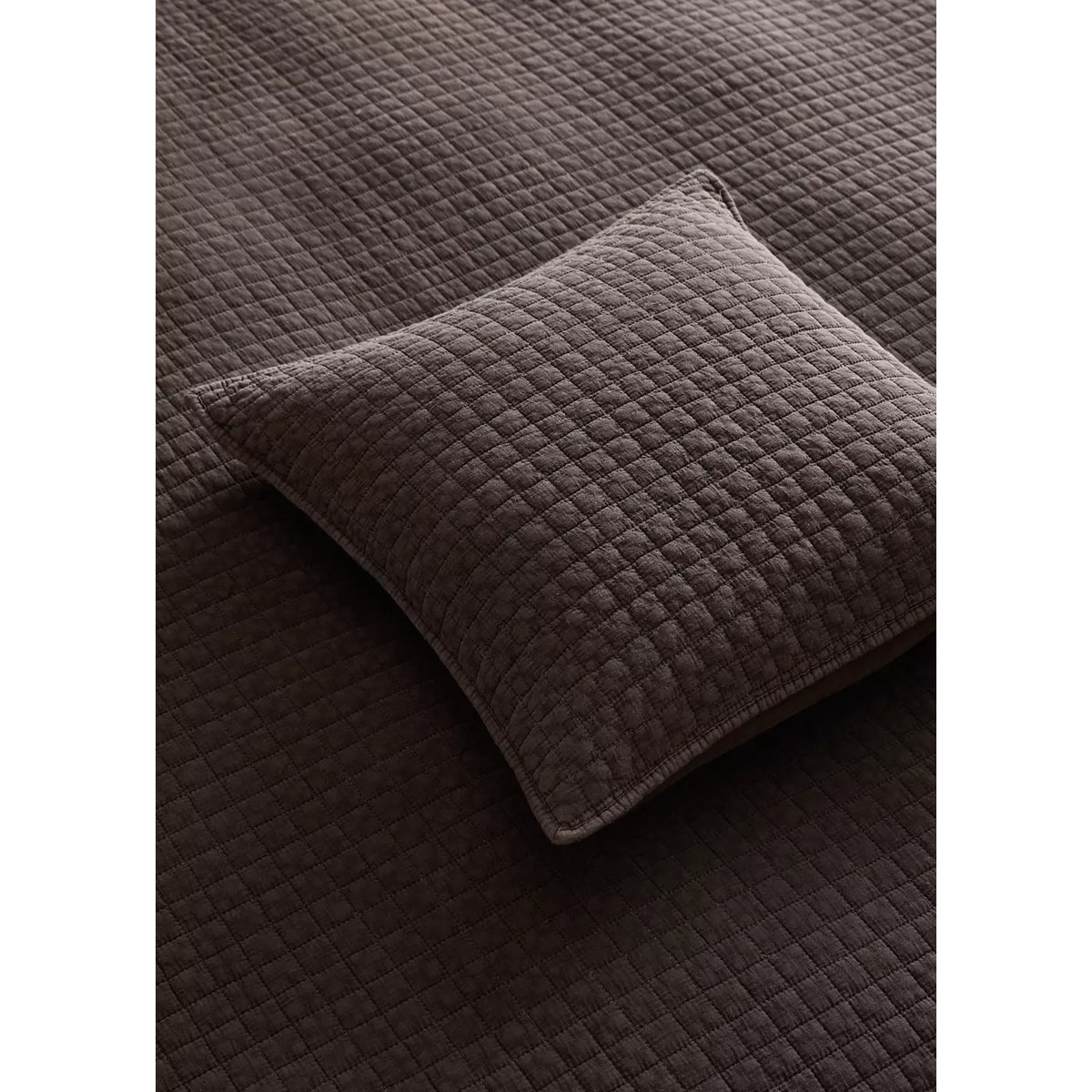 Housse de coussin pour lit en coton garment-dyed 50x50 cm café, MANGO HOME
