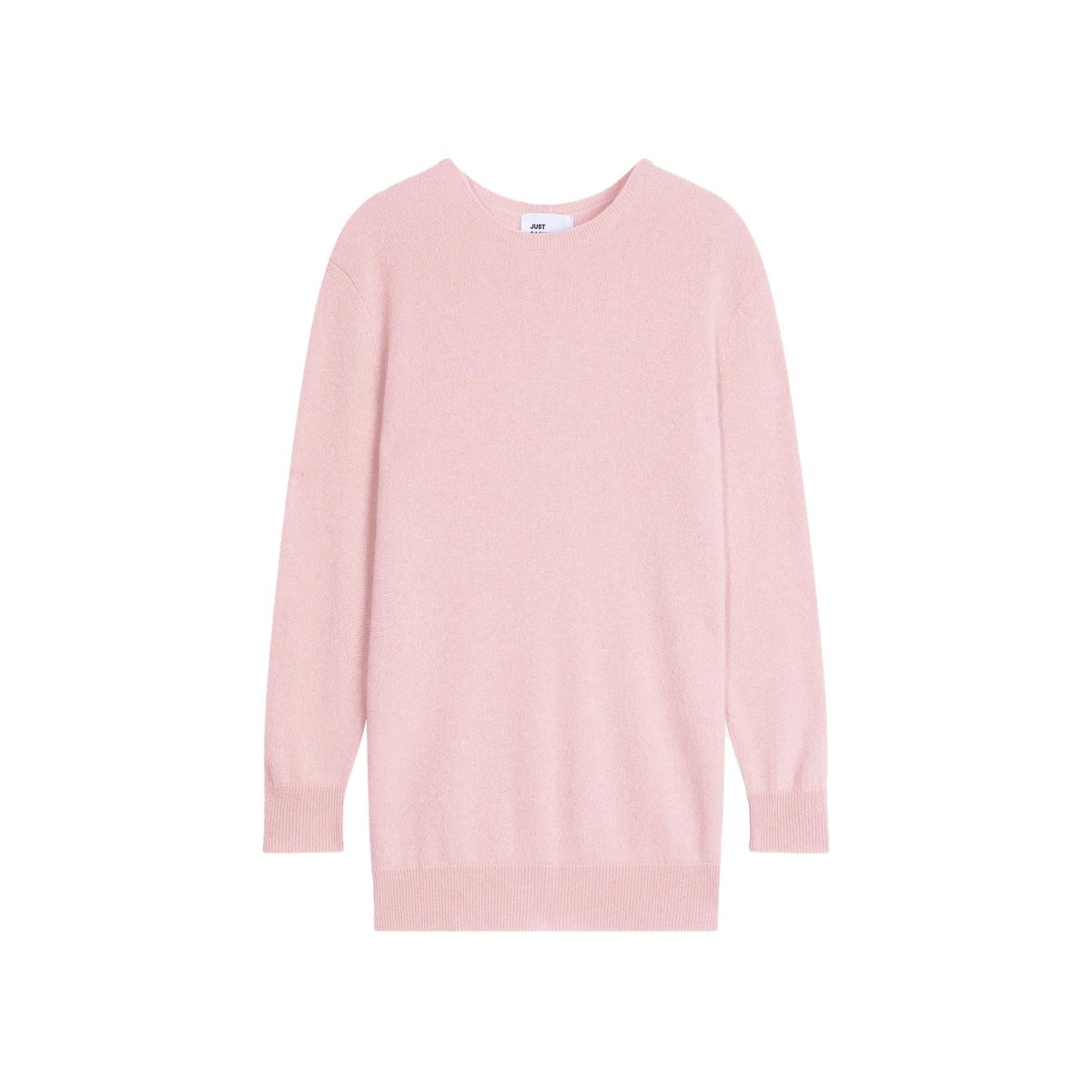 Pull Col Rond Boutonné Dos Poudre Janice rose clair, JUST CASHMERE
