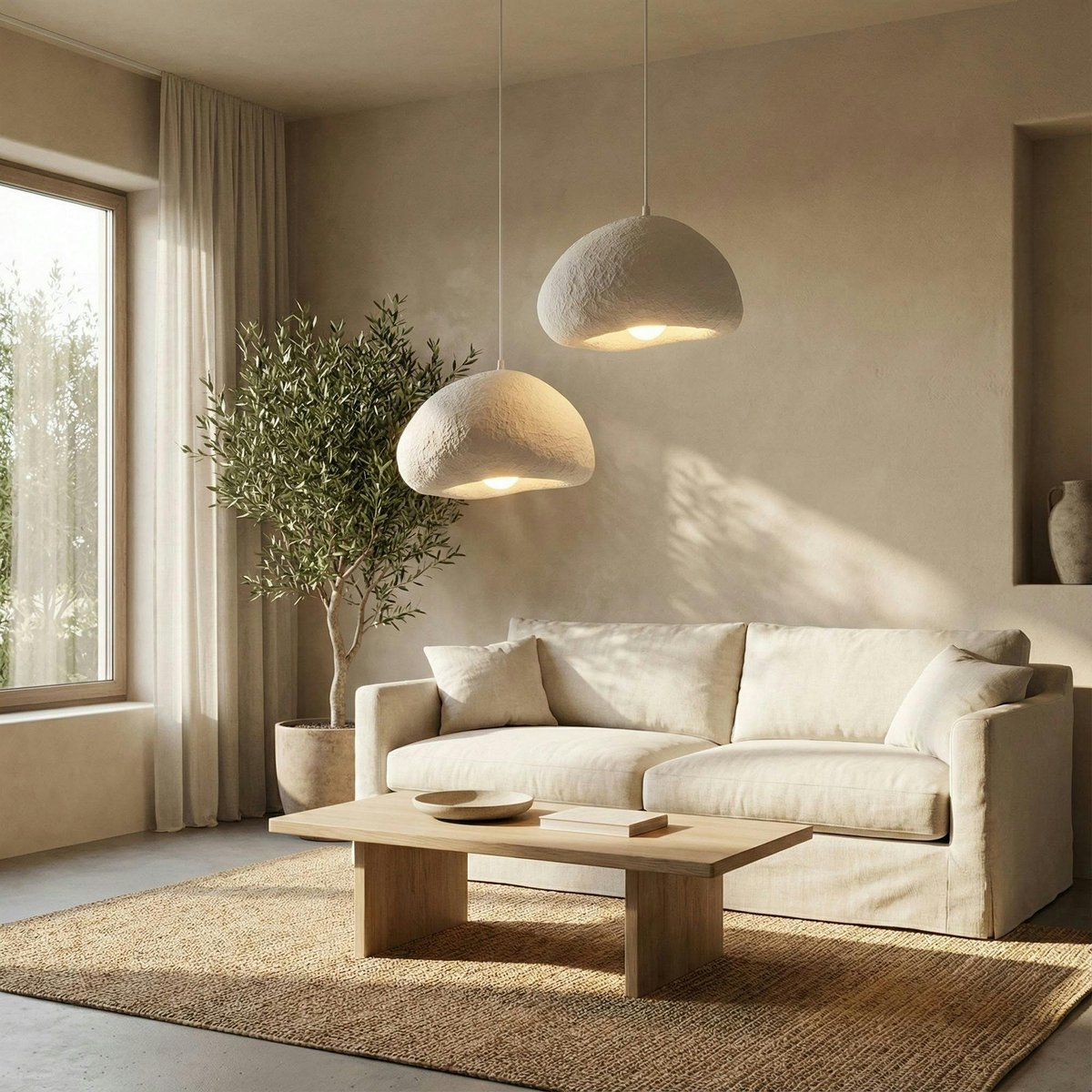 Suspension cuisine blanche design organique 2 abat-jour 74 cm NOXIS blanc, PIER IMPORT