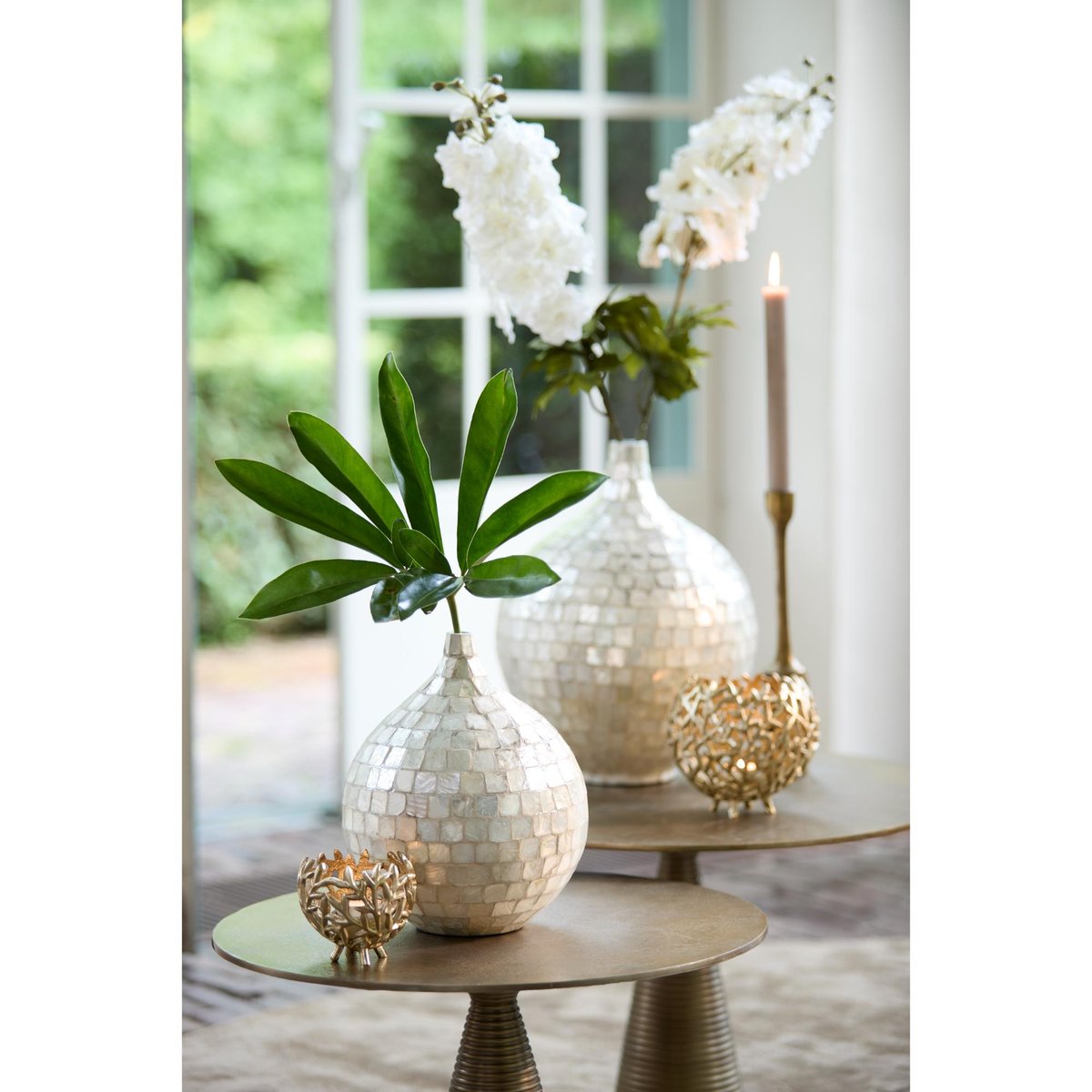 Vase Bois ELORZA crème, LIGHT & LIVING
