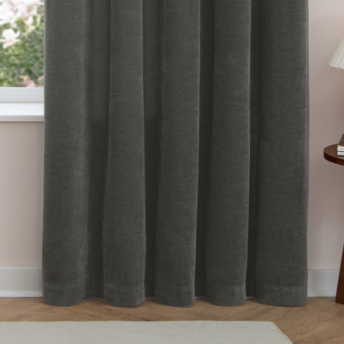Soft Chenille Blackout Eyelet Curtains charcoal, FURN.