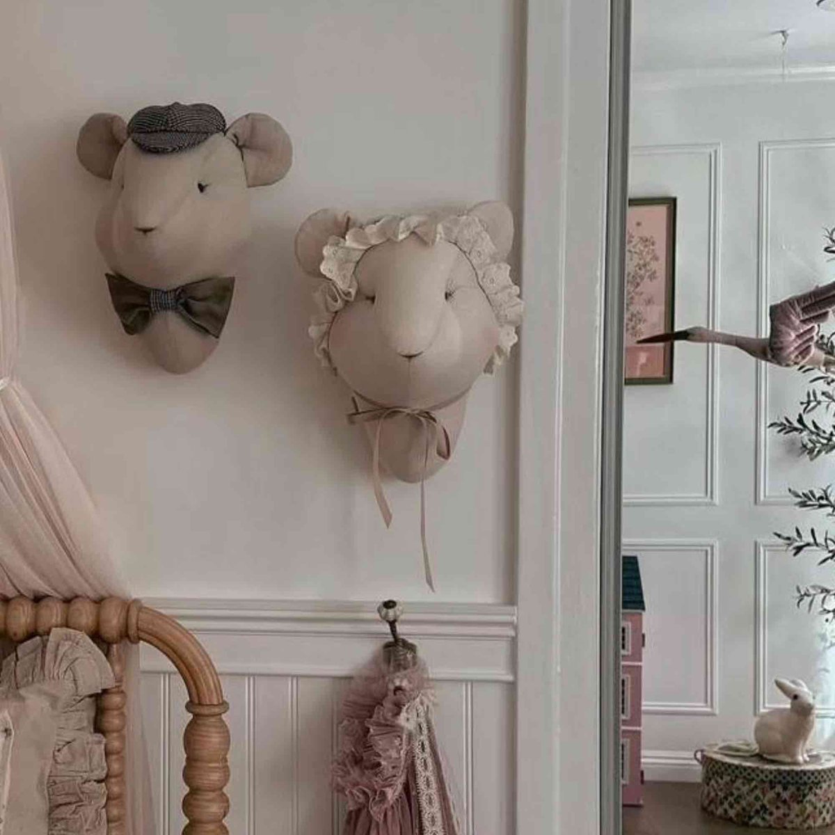 Trophée mural, souris Edouard en lin lavé MAISON SEVIRA beige, SEVIRA KIDS