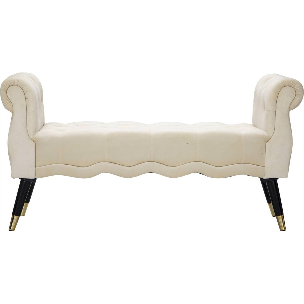 Banquette capitonnée bout de lit GLAM crème noir et doré, RECOLLECTION