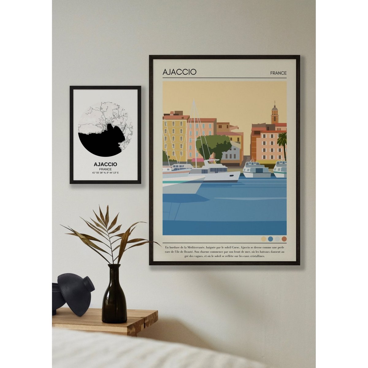 Affiche ville Ajaccio Vintage blanc, L'AFFICHERIE
