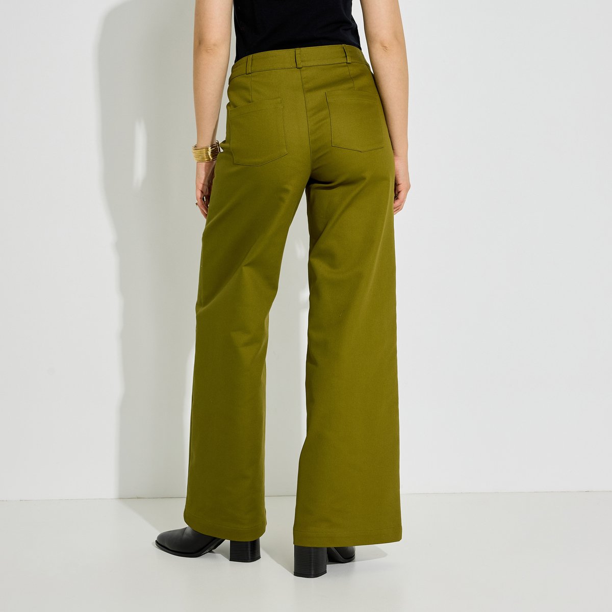 Pantalon structuré large vert kaki, GRAIN DE MALICE