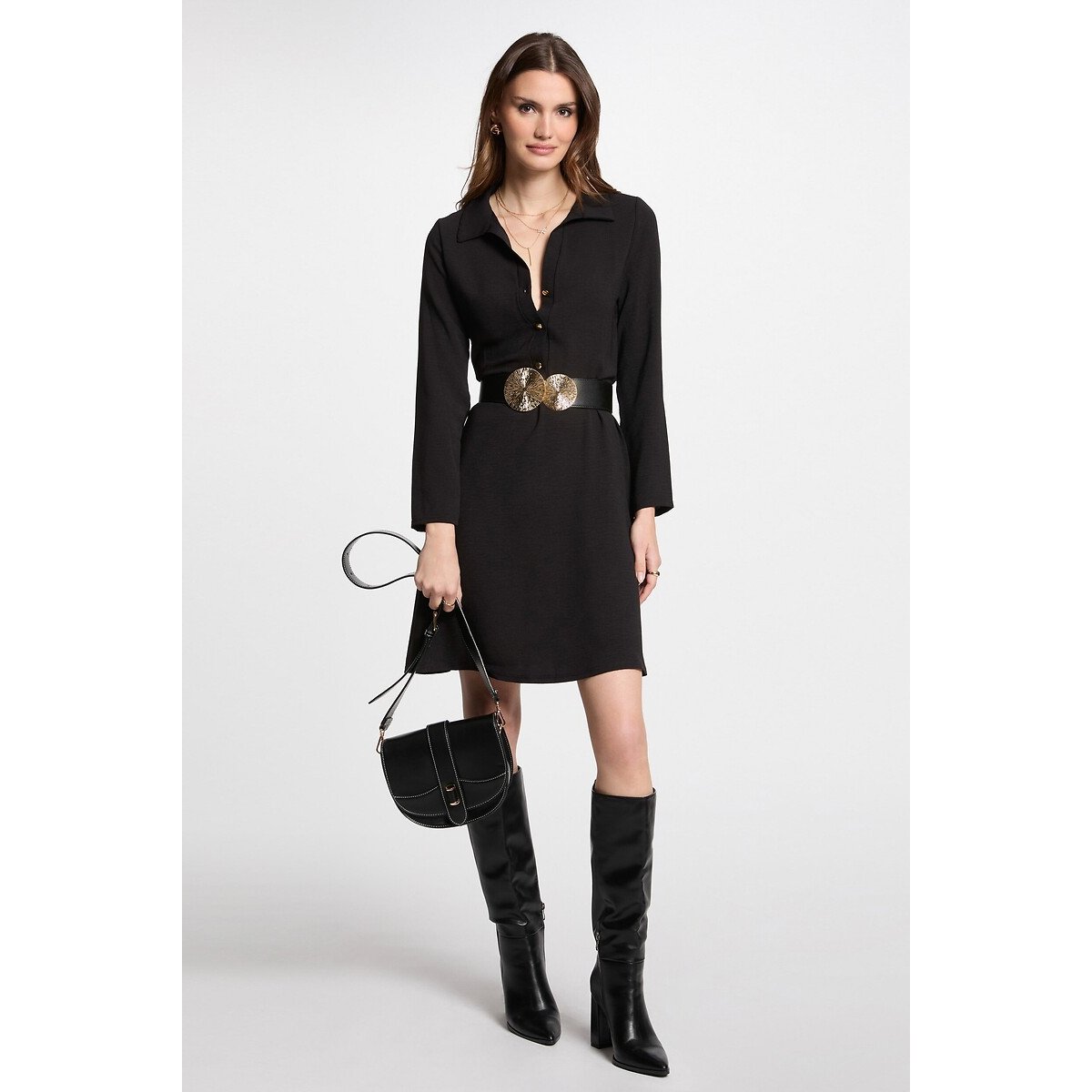 Draping Mini Dress black, MORGAN