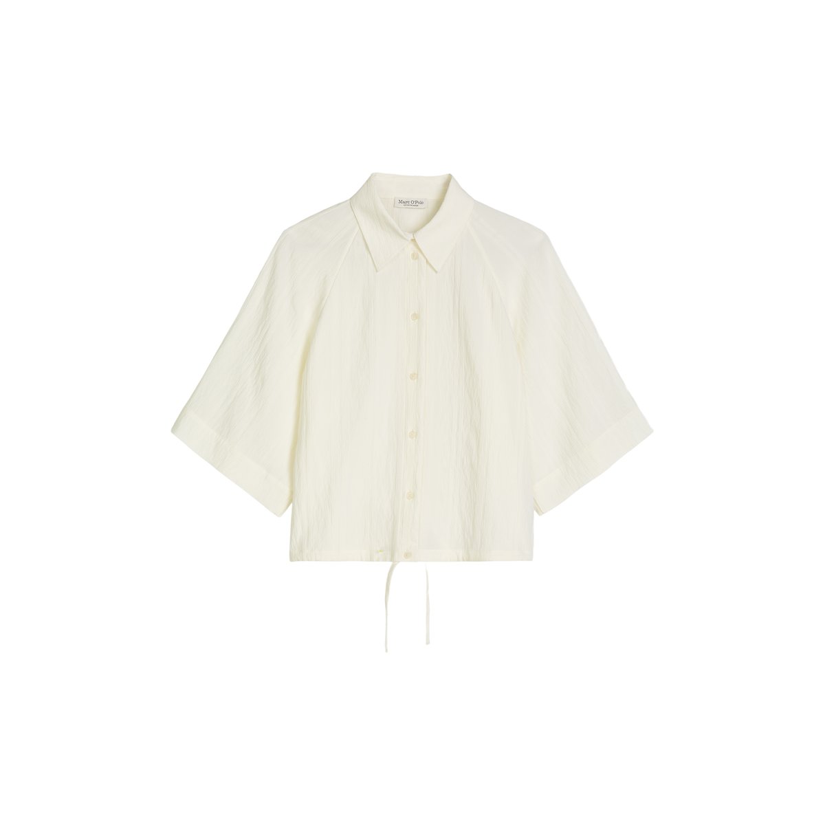 Blouse crinkle à manches courtes relaxed en LENZING™ ECOVERO™ blanc, MARC O'POLO