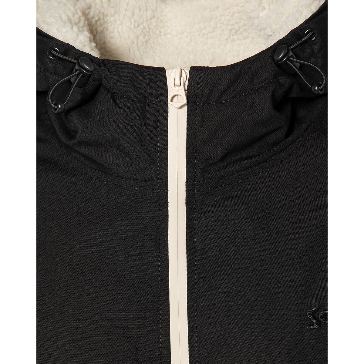 Parka noire multipoches à capuche noir, SCHOTT