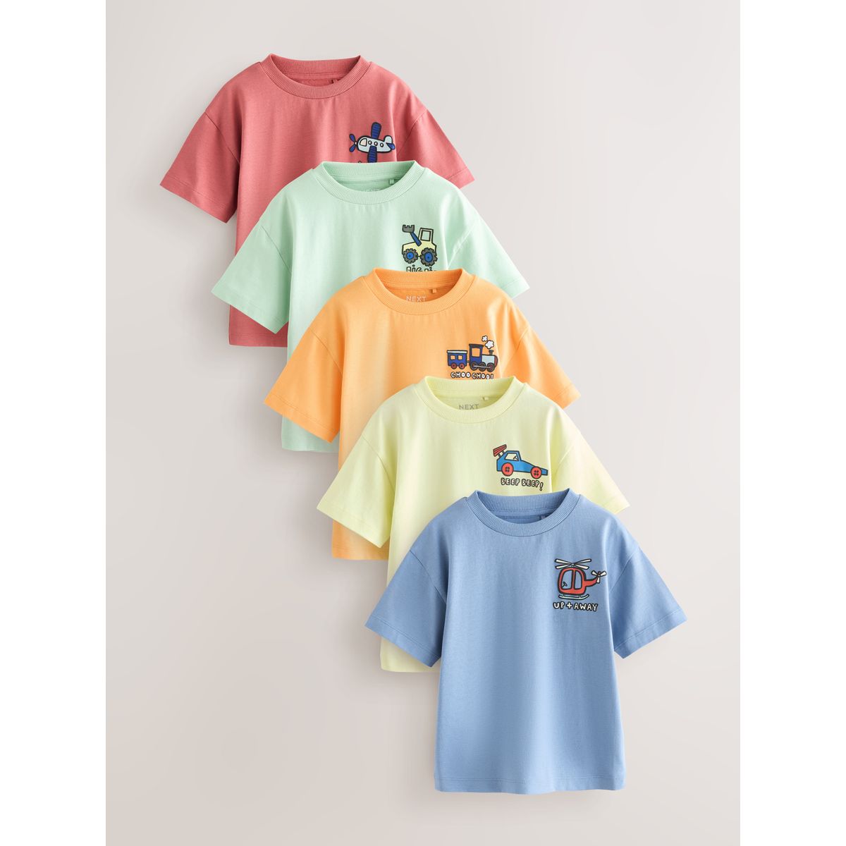 T-shirt imprimés à manches courtes, lot de 5 voitures bleues/vertes/rouges/oranges/jaunes, NEXT