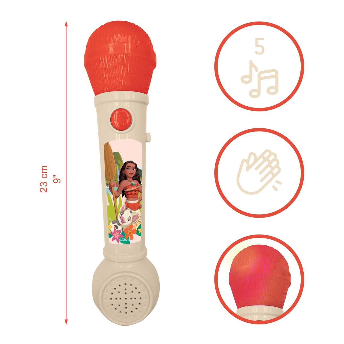 Microphone Lumineux Vaiana blanc, LEXIBOOK