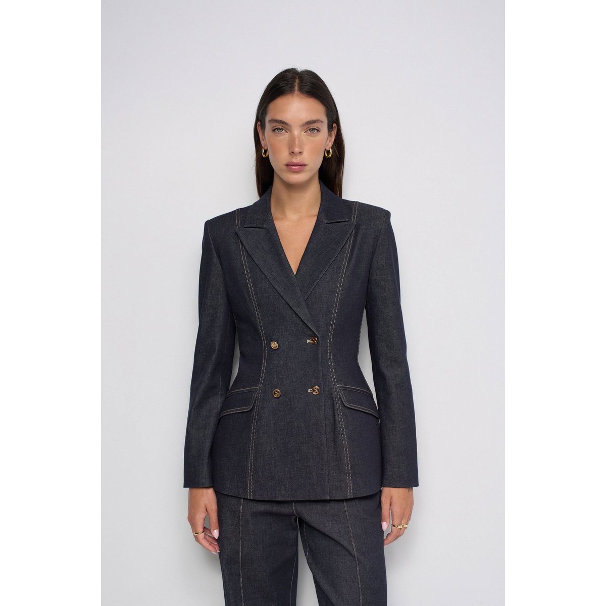 BLAZER STRUCTURÉ DENIM ATELIER bleu foncé, SALSA JEANS