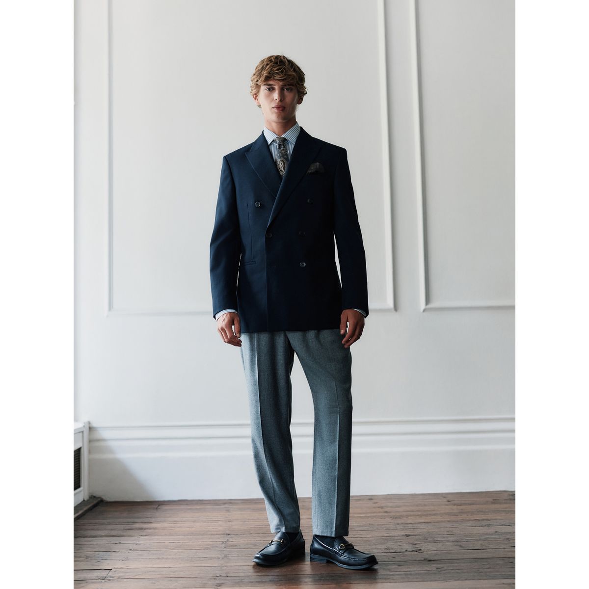 Blazer regular leomaster à boutonnage croisé Signature bleu marine, NEXT