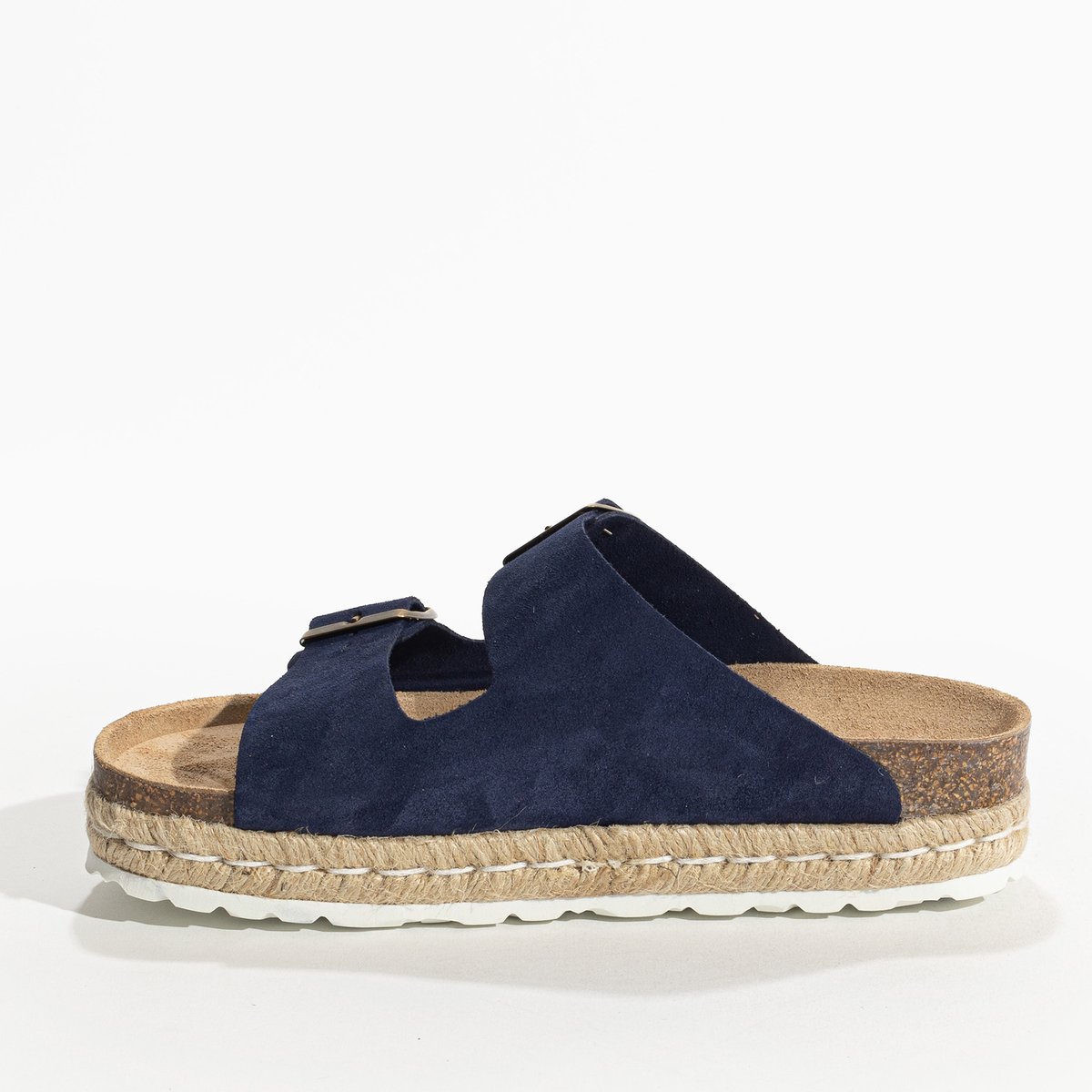 Sandales en cuir suedé OLYMPE bleu marine, BAYTON