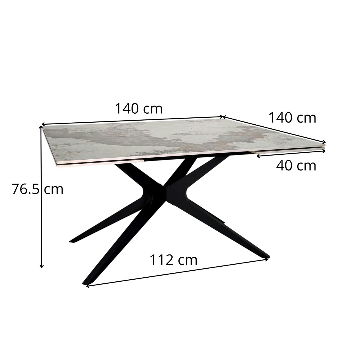 Table carrée céramique effet marbre blanc 140-220 cm LOMBARDIE beige, PIER IMPORT