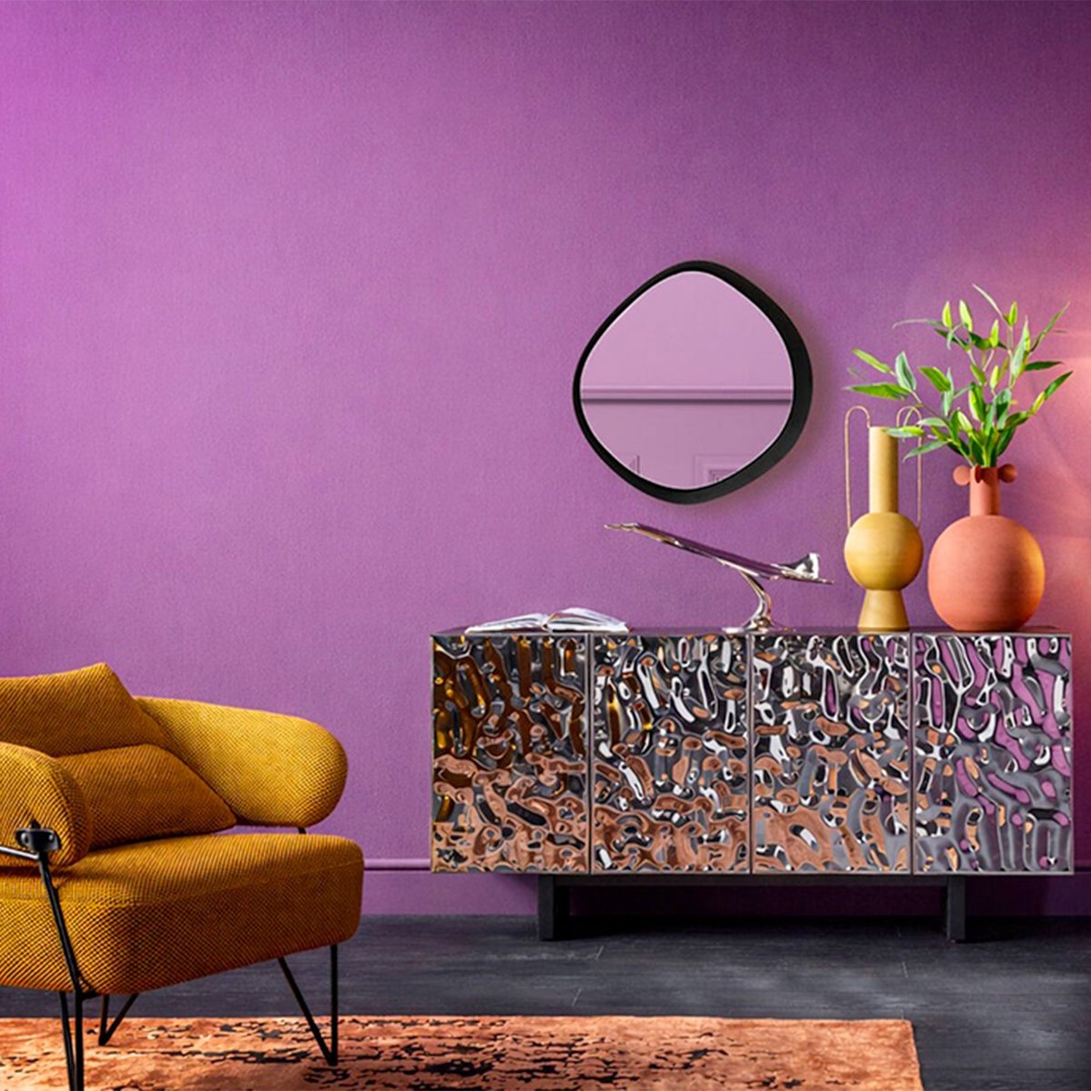 Miroir en acier, GIGI noir, KARE DESIGN
