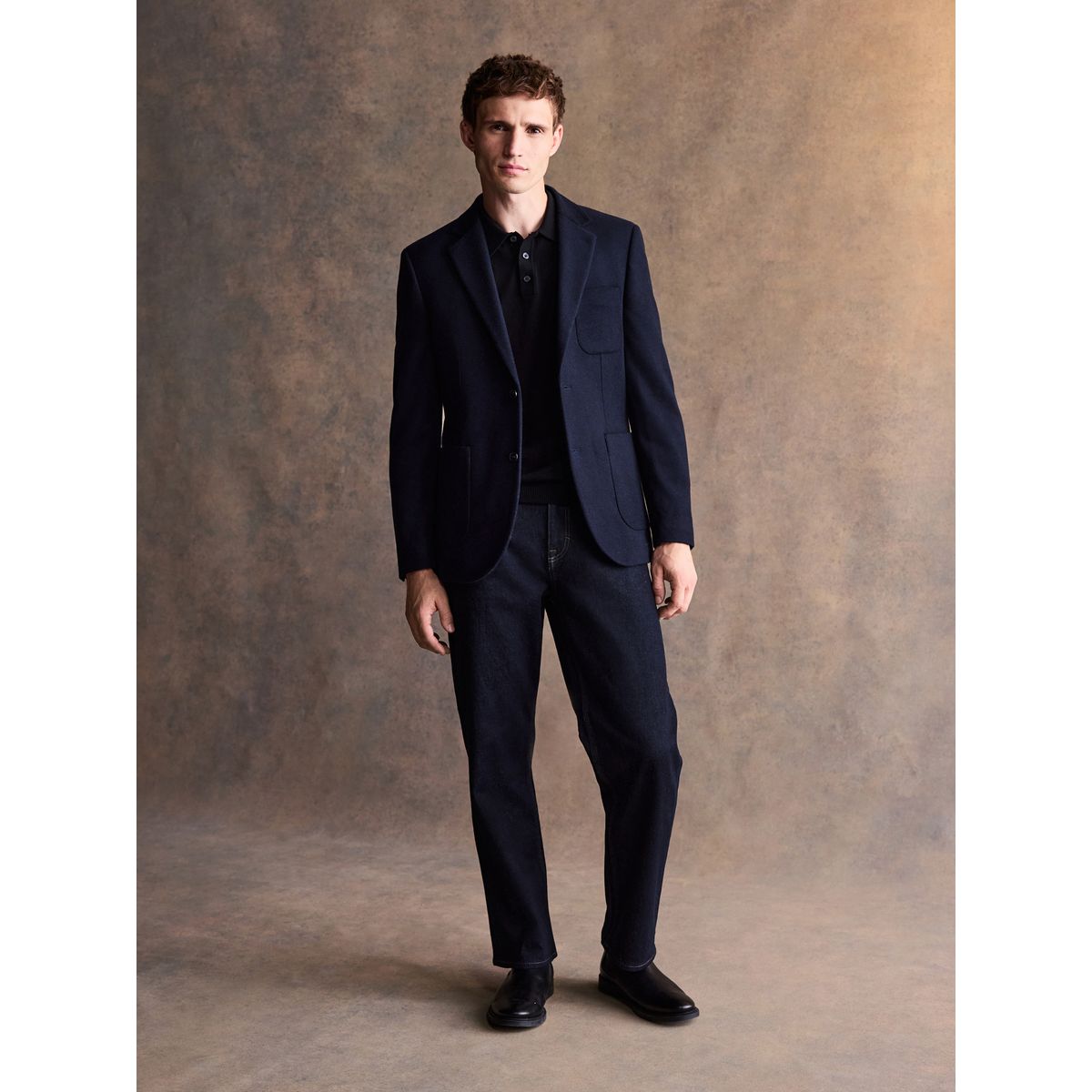 Blazer standard doux en laine majoritaire bleu marine, NEXT