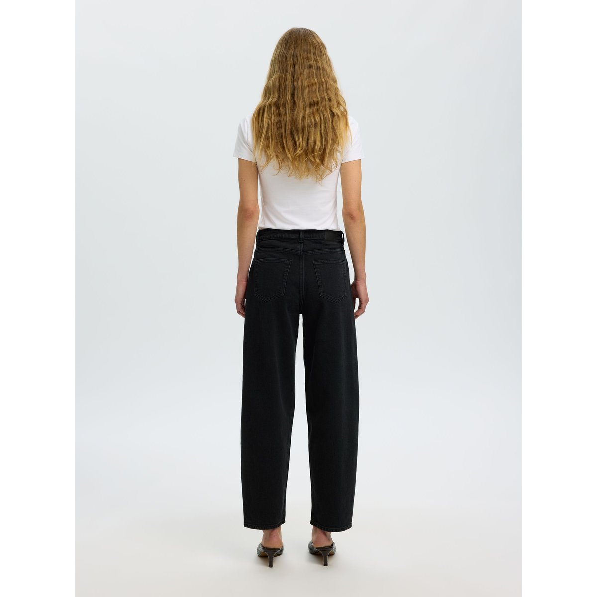 Jeans Barrel black denim, SELECTED