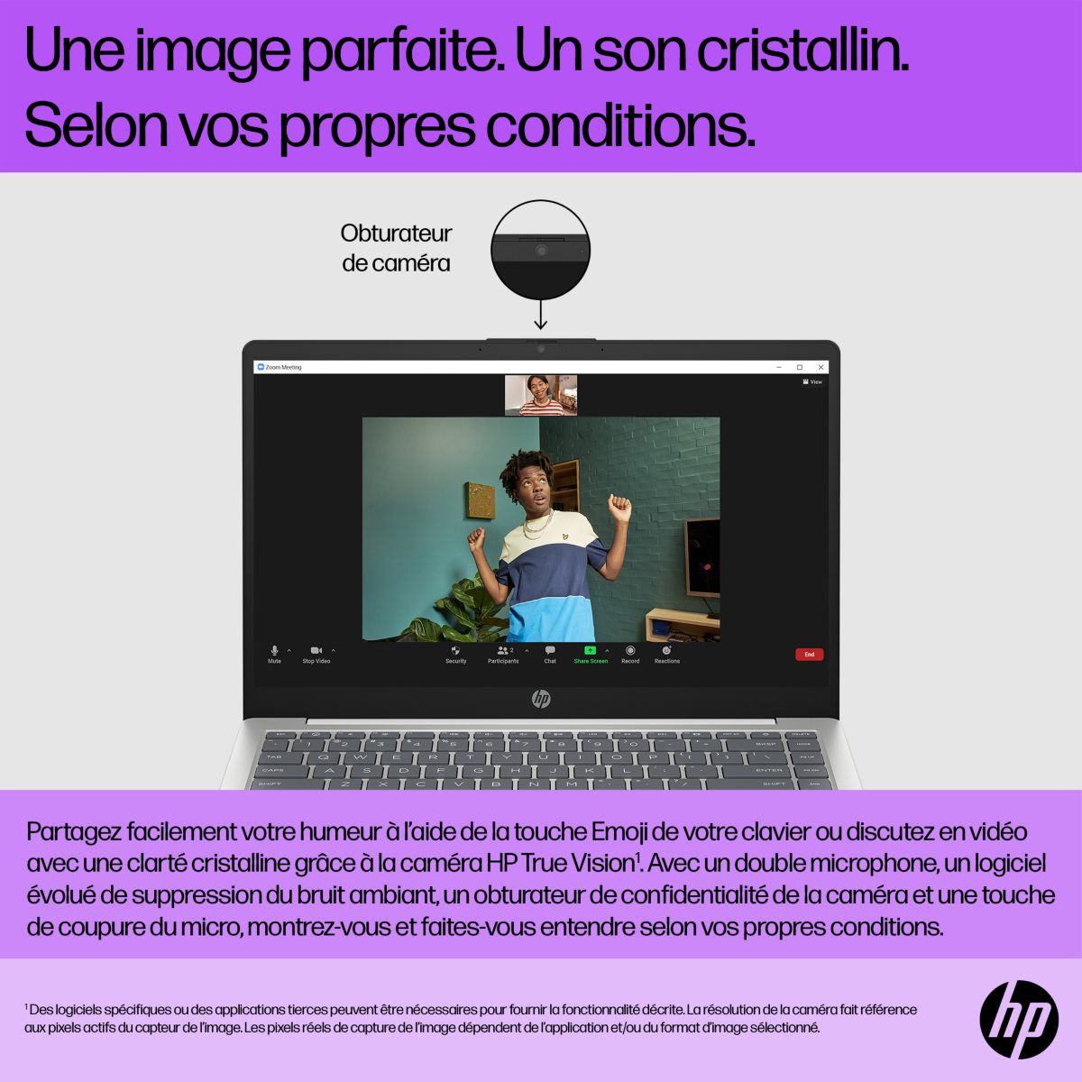Ordinateur portable 14-em0042nf 14" AMD Ryzen 5 7520U 16 Go RAM DDR4 SSD 512 Go couleur unique, HP
