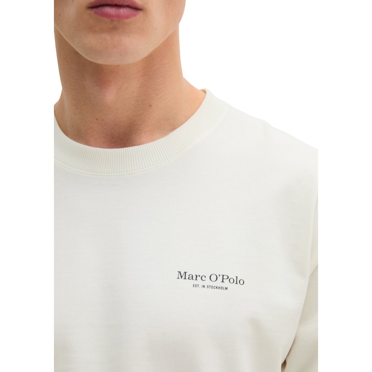 T-shirt long relaxed Heavy Jersey avec imprimé dans le dos blanc naturel, MARC O'POLO