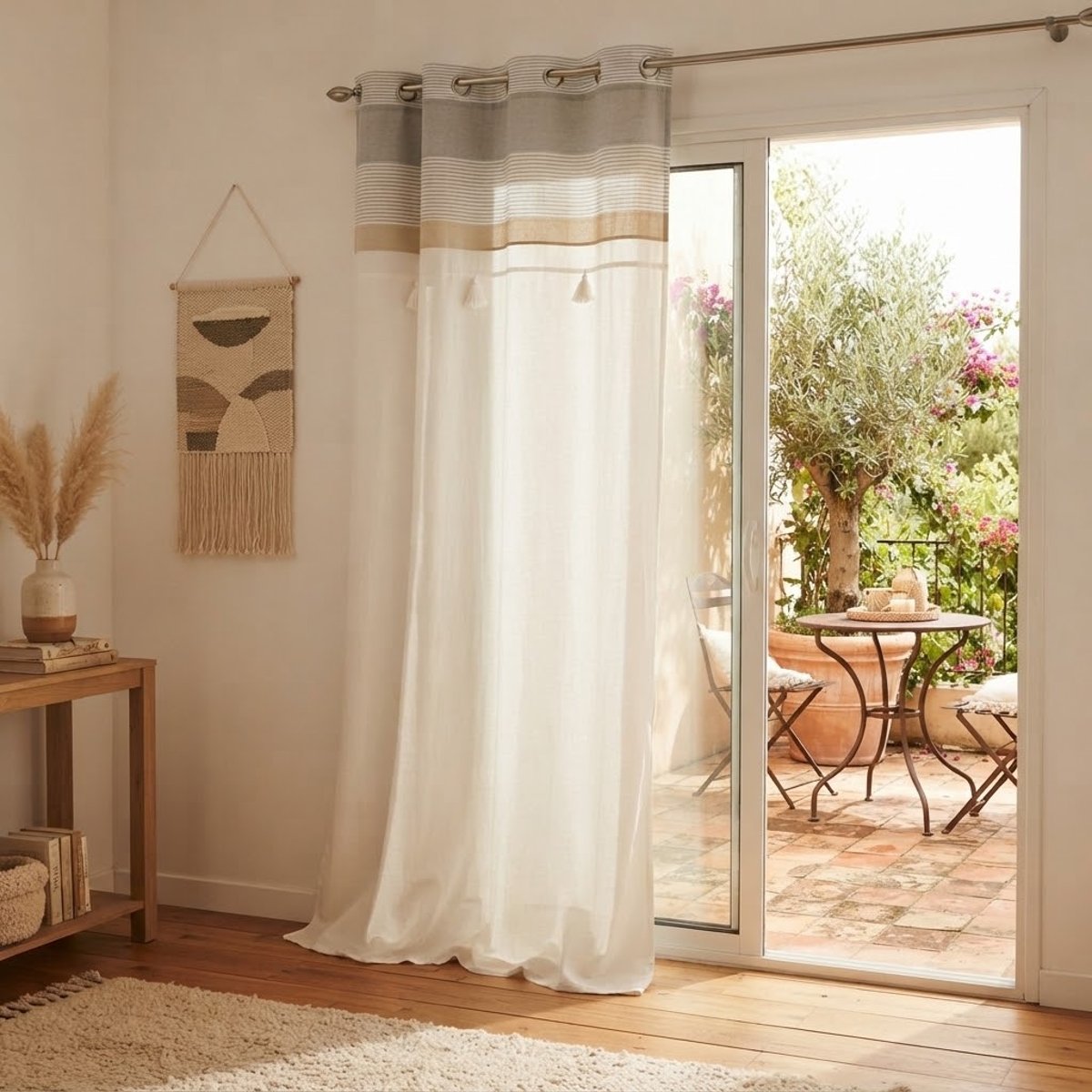 Rideau a oeillets en coton Iliades blanc, EDEN