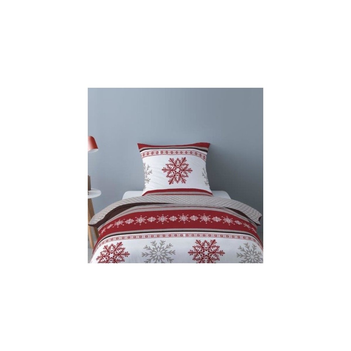 Housse de couette Flanelle 140x200 ADELE + 1 taie rouge, DECORATIE