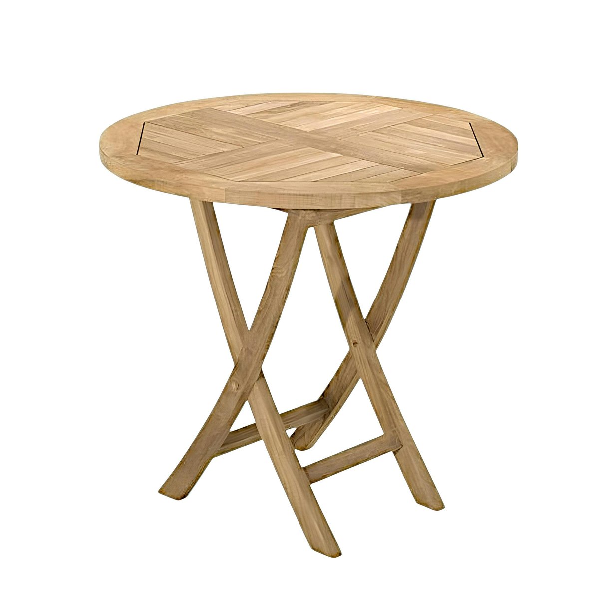 Table de jardin ronde pliante en bois de teck massif 80cm SUMMER 2 personnes bois naturel, PIER IMPORT