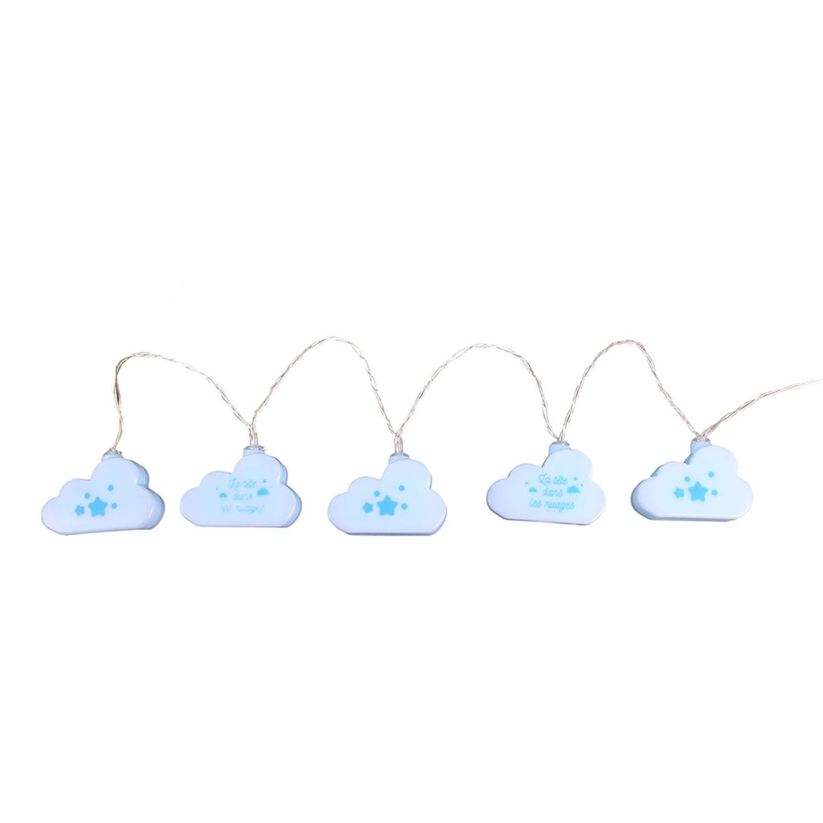 Guirlande lumineuse enfant 10 LED à éclairage doux NUAGE bleu, THE HOME DECO FACTORY
