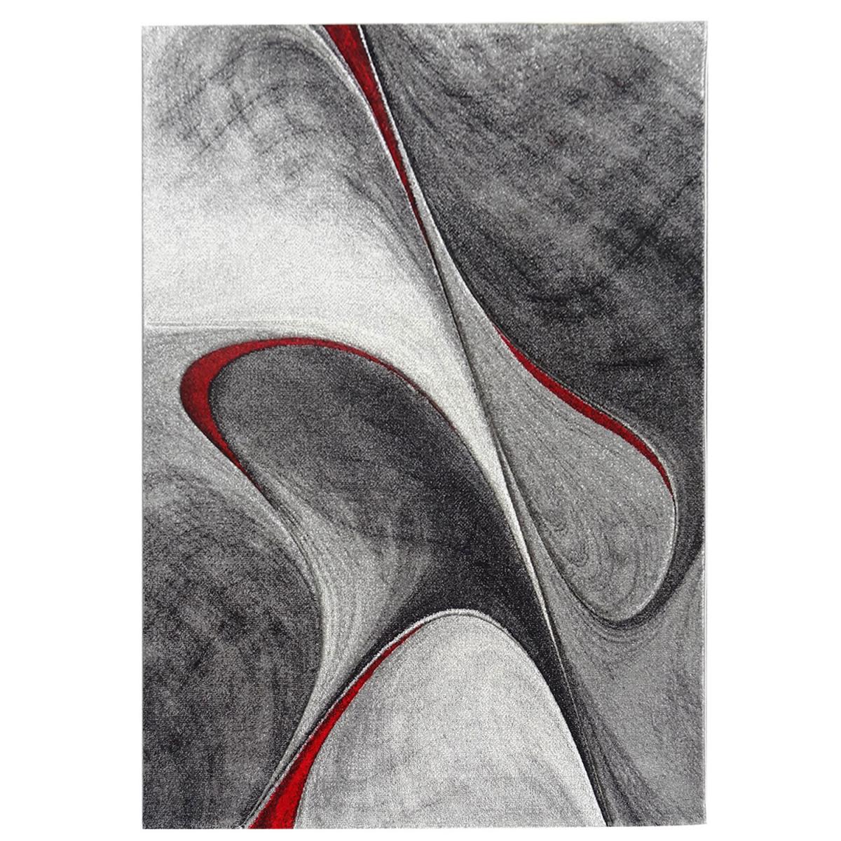 Tapis salon et chambre tissé motif géométrique MILAR rouge, UN AMOUR DE TAPIS