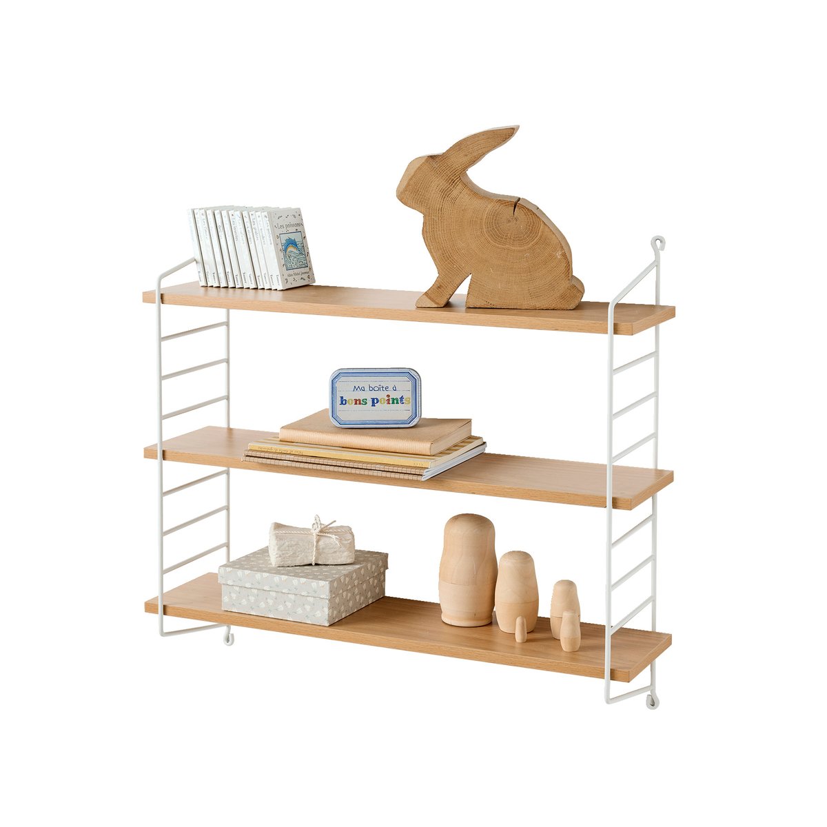 Etagère murale filaire en métal, étagère effet bois blanc, VERTBAUDET