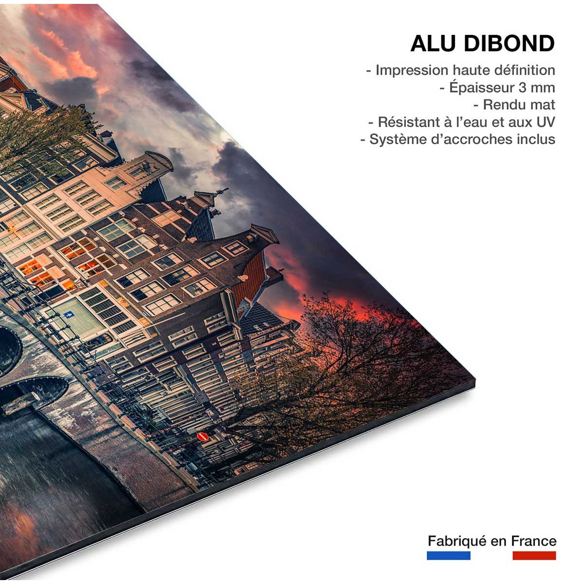 Tableau deco Amsterdam Canaux et ponts tableau alu dibond, HEXOA