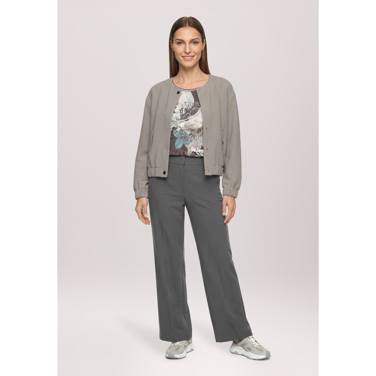 Haut casual à cordon coulissant sous tunnel grey/petrol, BETTY BARCLAY