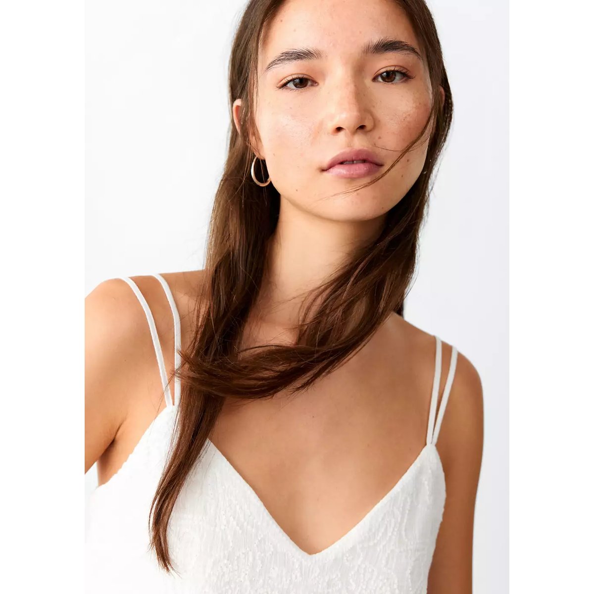 Top bretelles broderies blanc cassé, MANGO TEEN