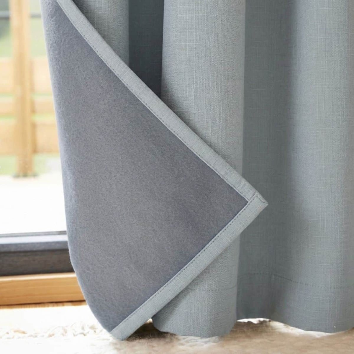 Rideau obscurcissant et thermique effet lin 140x240cm gris, ORNAMI
